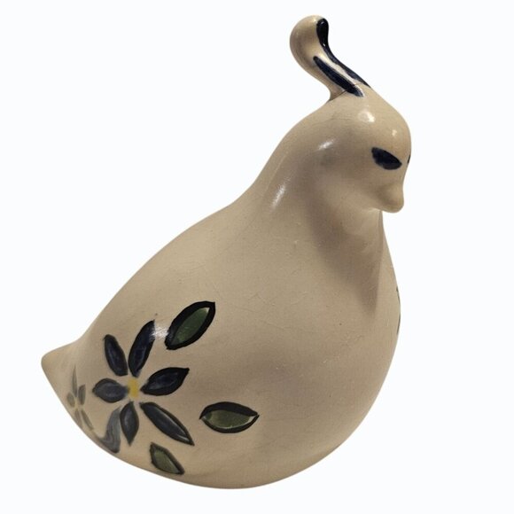 Vintage Artist Signed Dated Ceramic Pottery Bird Quail Floral - Picture 5 of 13